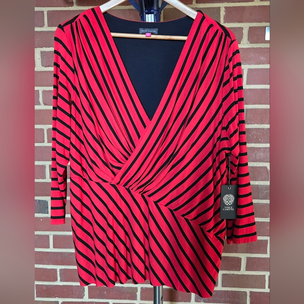VINCE CAMINO NWT  Modern Voyage‎ V Neck Stretch Woman's Blouse Top 2X $89 - Picture 2 of 7